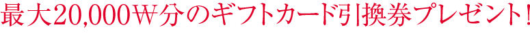 最大20,000₩分のギフトカード引換券プレゼント!